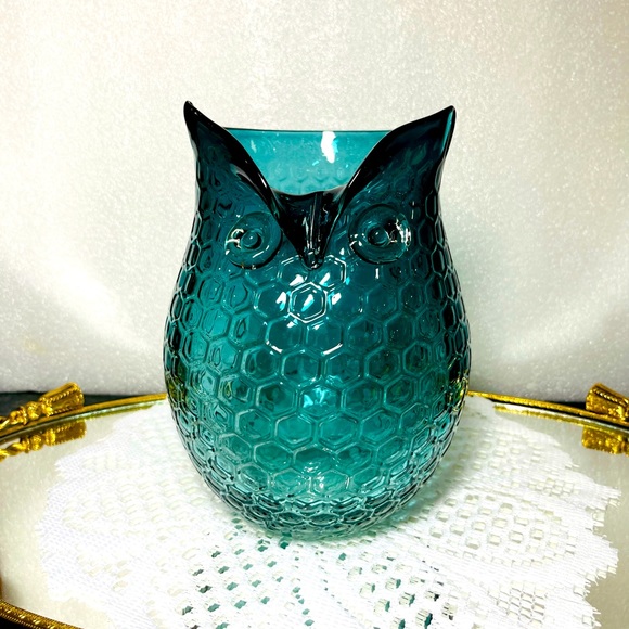 Accents Vintage Murano Hand Blown Turquoise Blue Glass Owl Vase Pattern Poshmark